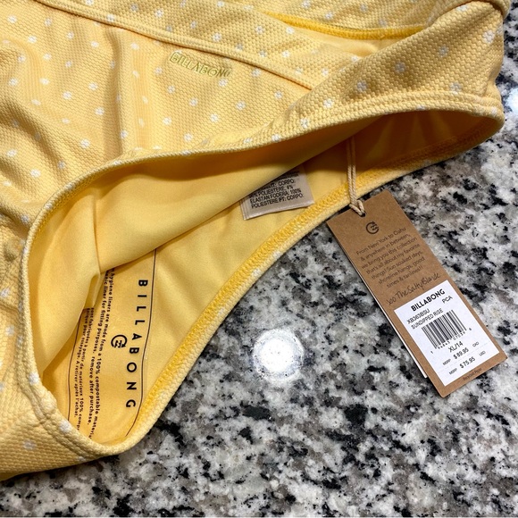Billabong x Salty Blonde Yellow Polka Dot Bikini Set Size XL New with Tags - Picture 7 of 13